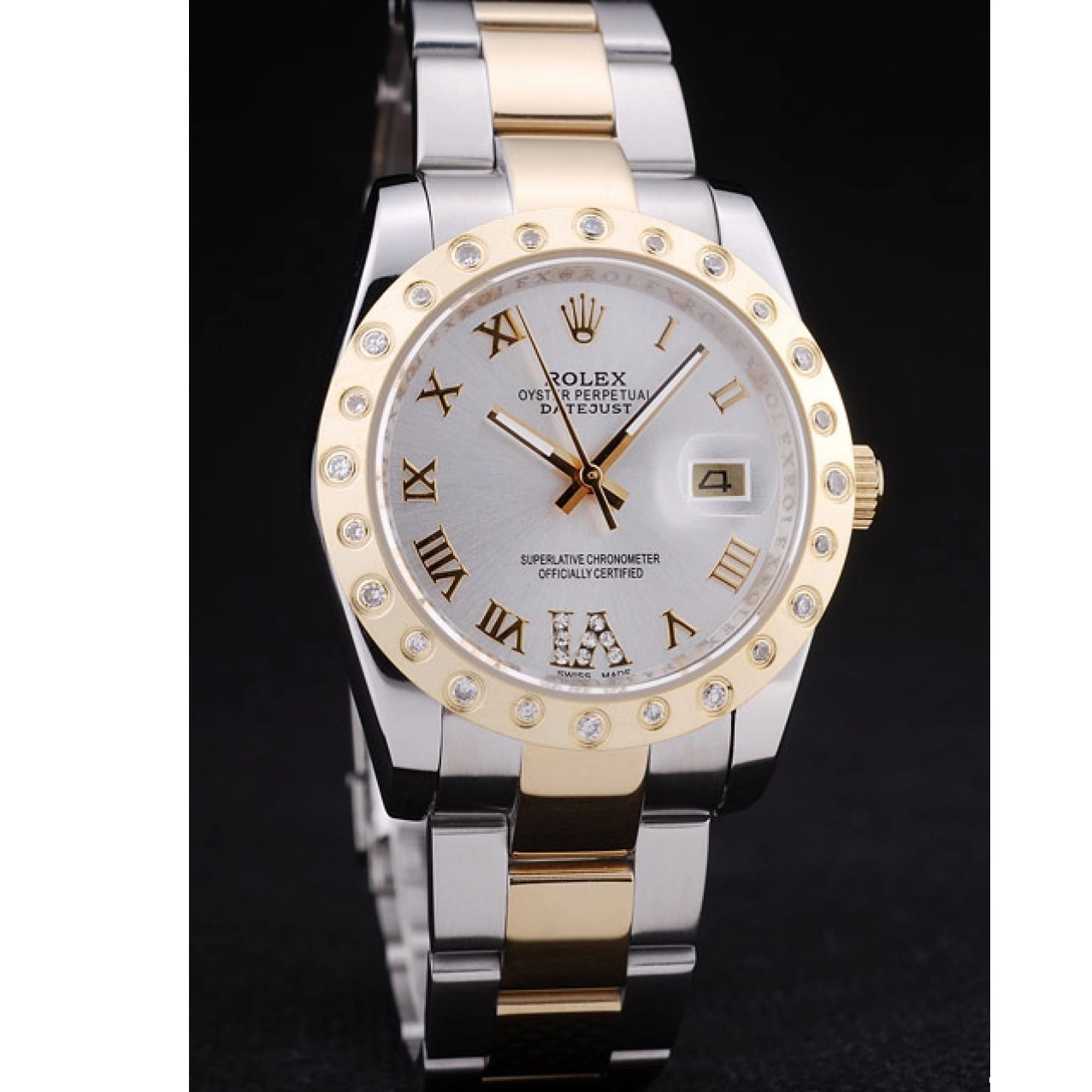 AAA Replica Watches Diamond Rolex 7464 Datejust Bezel Dial White 0725